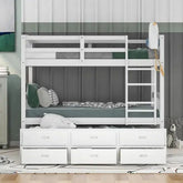 Bellemave® Twin Size Bunk Bed with Trundle Bed and 3 Drawers - Bellemave